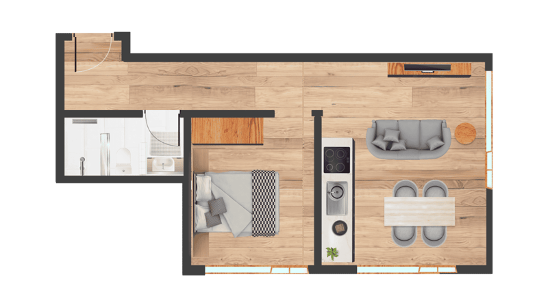 Dom 4545 - Besitzen Sie Ihr exklusives Hotelstudio oder Ihre Hotelsuite in Saas-Fee - betrieben von Dorint Hotels & Resorts. 2.5 Zimmer 111 (5)