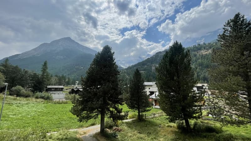 Zen location in Saas-Grund with the E-Skibus without changing to the Alpinexpress with a free view of the Mischabel group. (11)