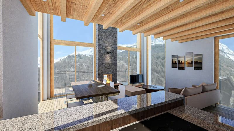 Snowstar Zen Lauinen Saas-Grund New Build 2026/27. Attractive single-family house in a green area. Main residence. Including 2 parking spaces. (5)