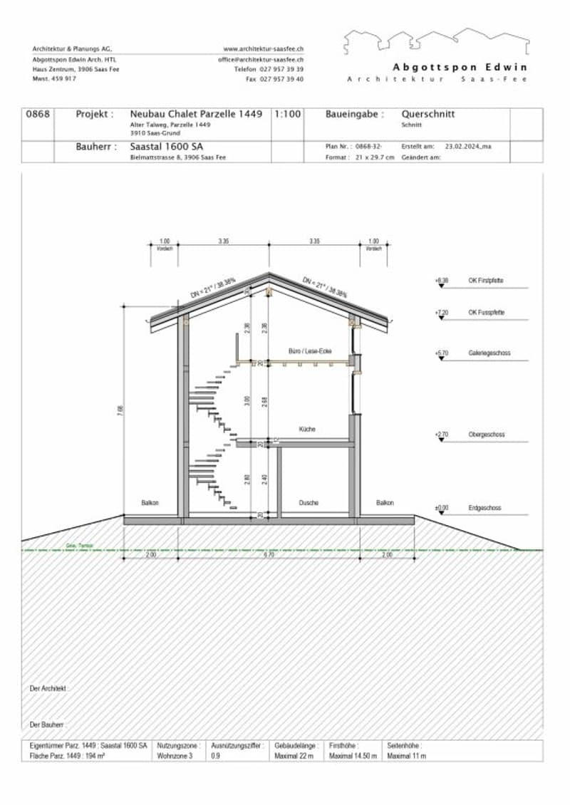 Snowstar Zen Lauinen Saas-Grund New Build 2026/27. Attractive single-family house in a green area. Main residence. Including 2 parking spaces. (11)