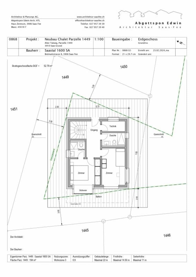 Snowstar Zen Lauinen Saas-Grund New Build 2026/27. Attractive single-family house in a green area. Main residence. Including 2 parking spaces. (9)