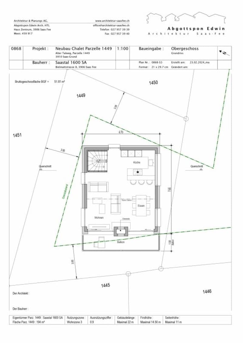 Snowstar Zen Lauinen Saas-Grund New Build 2026/27. Attractive single-family house in a green area. Main residence. Including 2 parking spaces. (7)