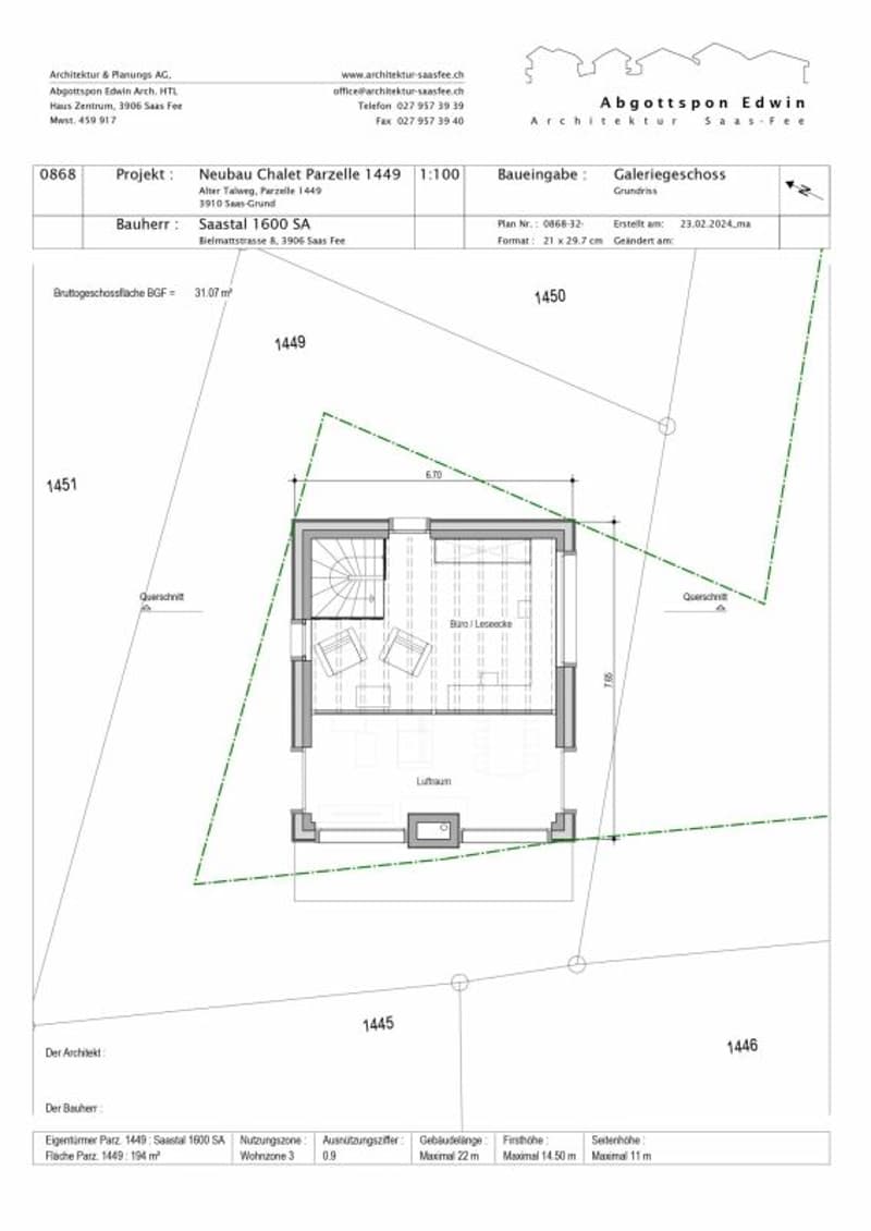 Snowstar Zen Lauinen Saas-Grund New Build 2026/27. Attractive single-family house in a green area. Main residence. Including 2 parking spaces. (8)