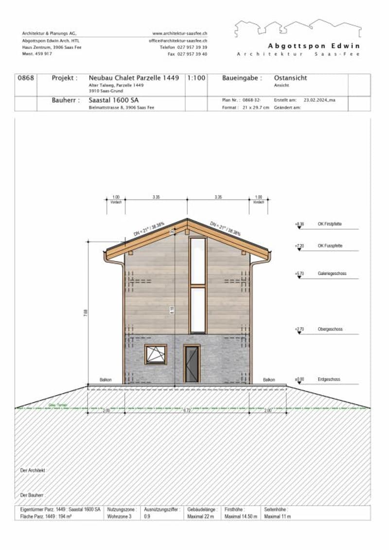 Snowstar Zen Lauinen Saas-Grund New Build 2026/27. Attractive single-family house in a green area. Main residence. Including 2 parking spaces. (12)