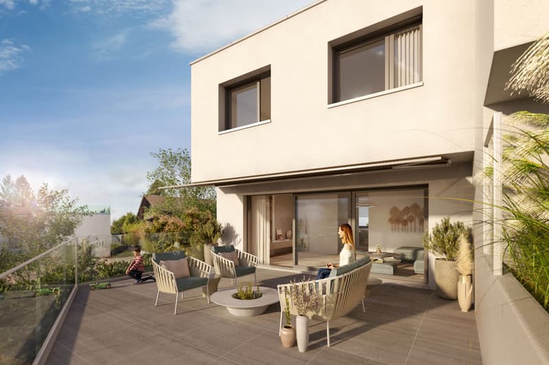 Neubau: Exklusive 5.5-Zimmer Wohnung mit grosser Terrasse und privatem Sitzplatz (2)