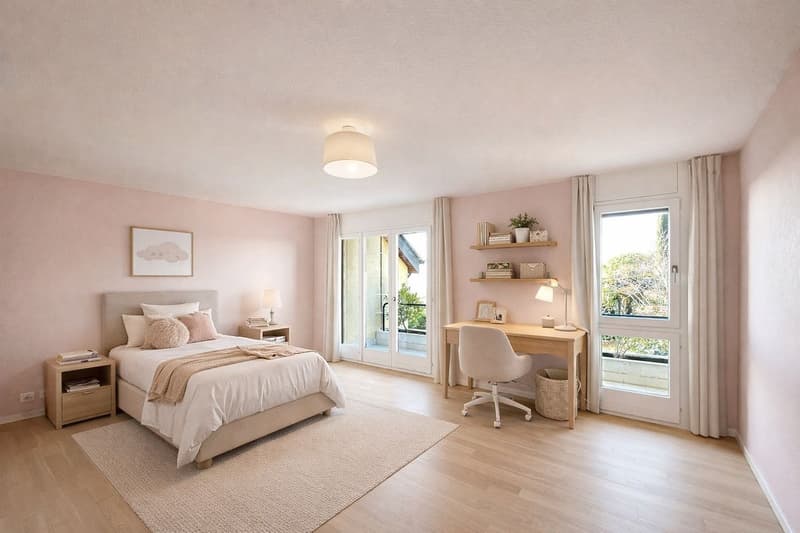 Chambre de 21 m² avec balcon et salle de bains attenante