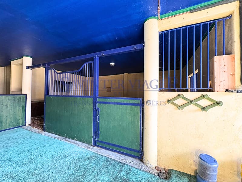 / the entrance to a building with a blue door