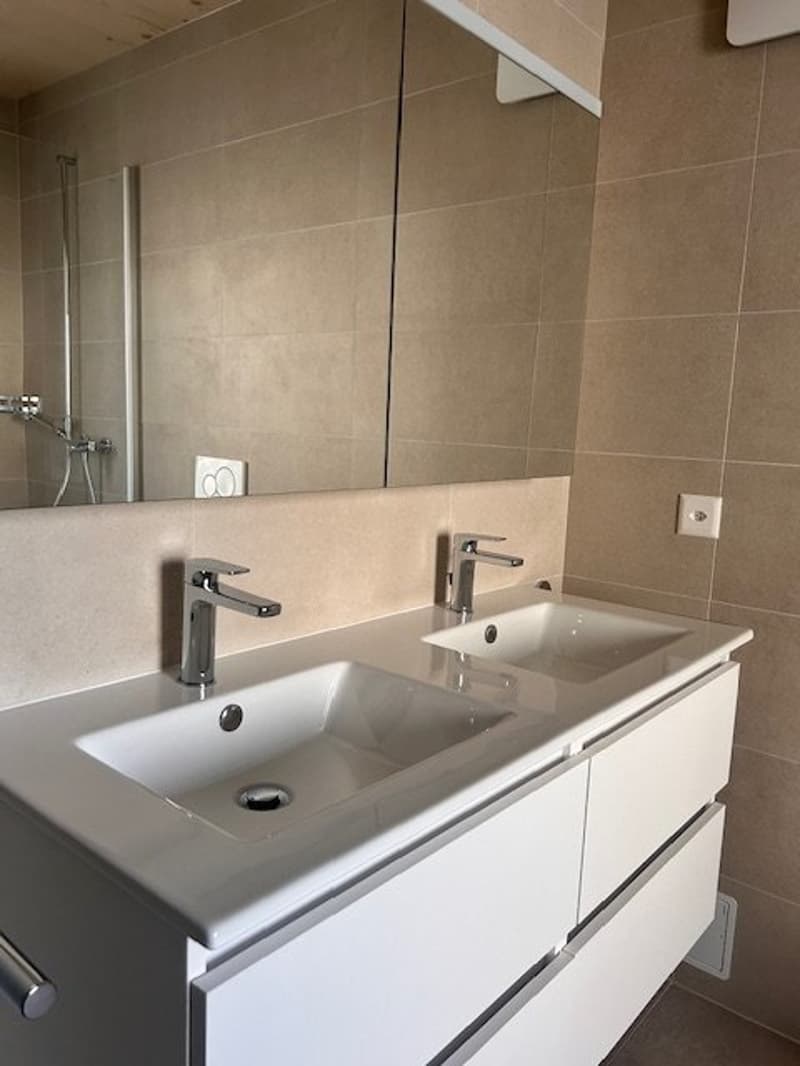 Lavabo double dans la salle de douche
