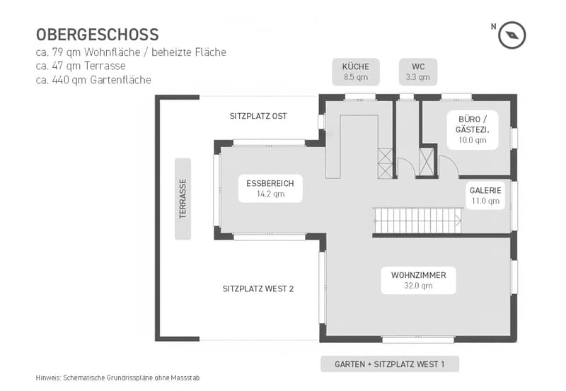2 bedrooms, 2 bathrooms, living room, dining room, kitchen, terrace, office/guestroom, gallery, garden, parking space