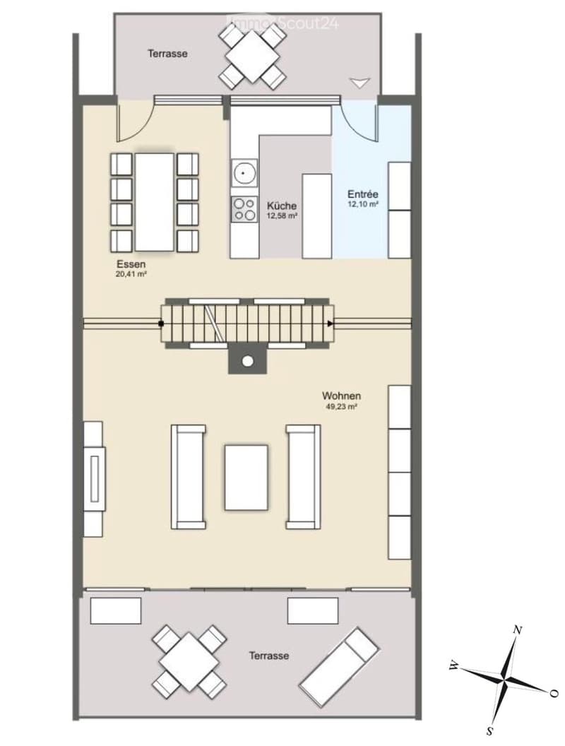 2 bedroom apartment with living room, dining area, kitchen, 2 bathrooms, terrace