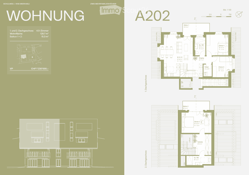 Living room, kitchen, 4 bedrooms, 2 bathrooms, balcony