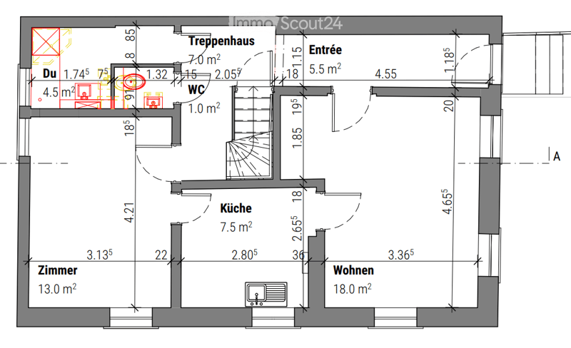 Entrance, living room, kitchen, bedroom, bathroom, staircase, storage room, balcony