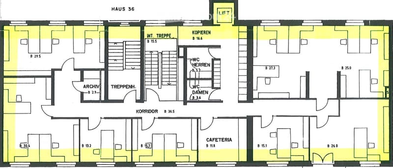 Floor plan with multiple rooms, including living room, kitchen, 2 bedrooms, 2 bathrooms, balcony, and a cafeteria.
