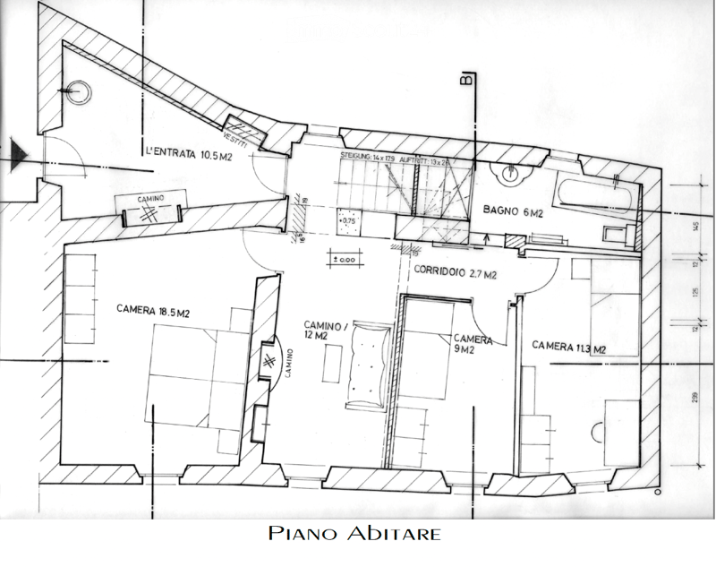 Floor Plan. Floor plan of a residential unit with labeled rooms including entrance, living room, bedrooms, bathroom, and hallway.