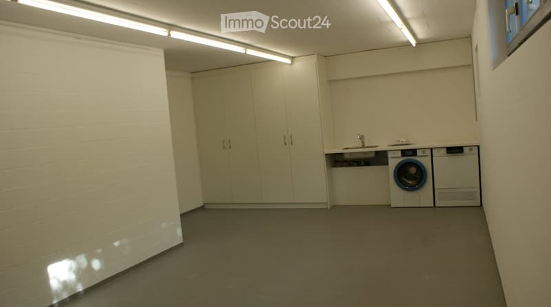 A small, clean utility room with a washing machine, dishwasher, sink, and built-in storage cabinets.