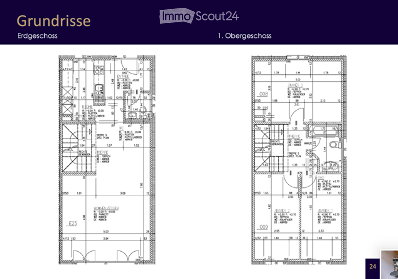Floor plan of a two-story house showing the ground floor and first floor layouts, including living room, kitchen, bedrooms, bathrooms, and other rooms.