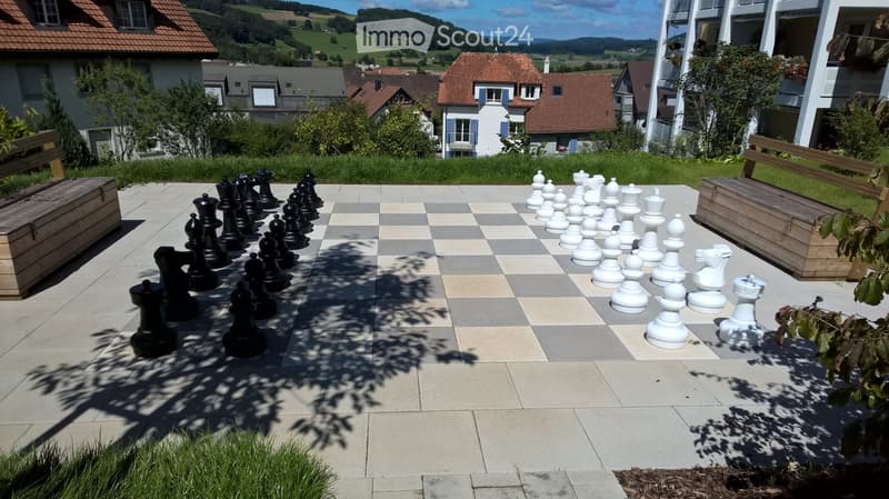 {"visible_features": [],    "type": "Garden",    "description": "An outdoor chessboard with black and white chess pieces on a tiled platform.",    "localized_descriptions":        {        "EN": "An outdoor chessboard with black and white chess piece