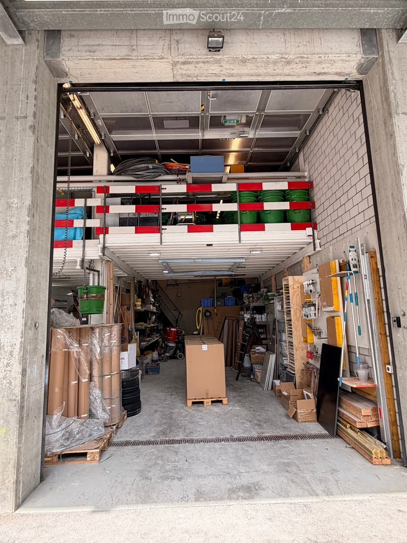 {"visible_features": ["Garage"], "type": "Garage", "objects": [], "description": "Spacious garage with concrete floors and walls, storage shelves, and various tools and materials including cardboard boxes, green containers, and wooden planks.", "localized