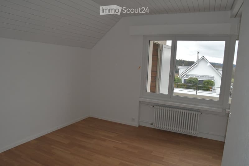 empty room, wooden floor, white walls, white ceiling, window with balcony, white radiator