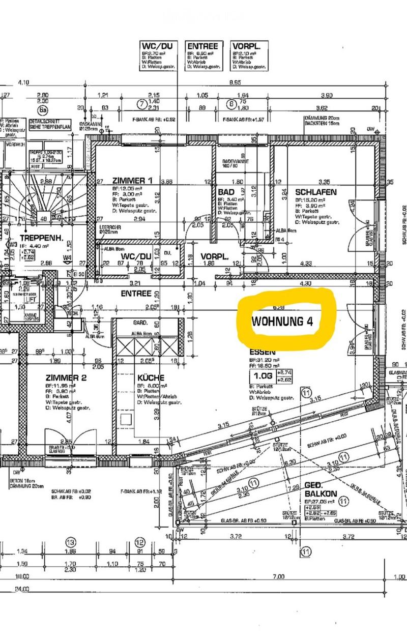 Floor plan of a multi-room apartment with labeled rooms including entrance, living room, kitchen, bedroom, bathroom, and balcony. Dimensions and room labels are provided.