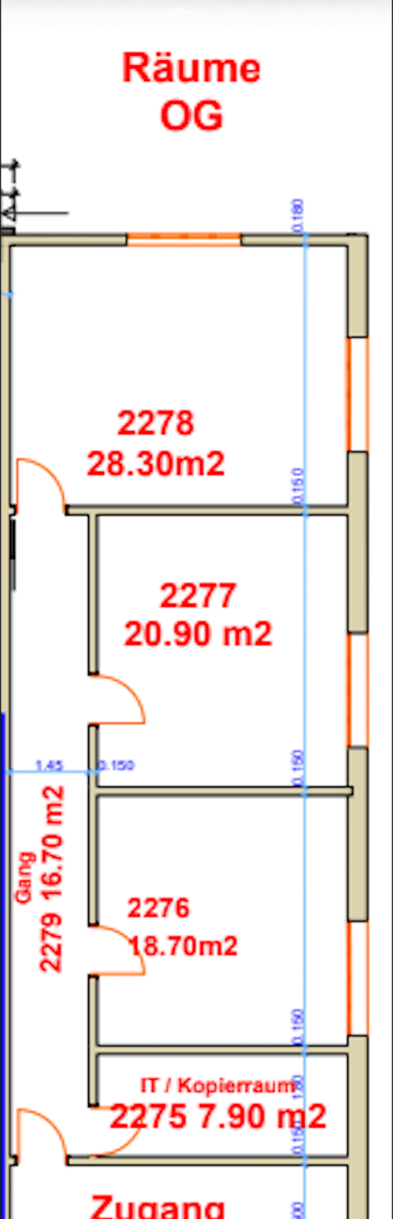 Floor plan of the upper floor (OG) showing four rooms and a hallway. Room sizes are labeled: 28.30 m², 20.90 m², 18.70 m², and 7.90 m².