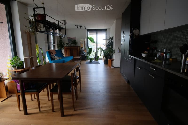 {"type": "Furnished Room", "objects": ["dining table", "chair", "sofa", "kitchen cabinet", "kitchen counter", "kitchen sink", "kitchen stove", "kitchen refrigerator", "kitchen dishwasher", "kitchen microwave", "kitchen toaster", "kitchen kettle", "kitchen
