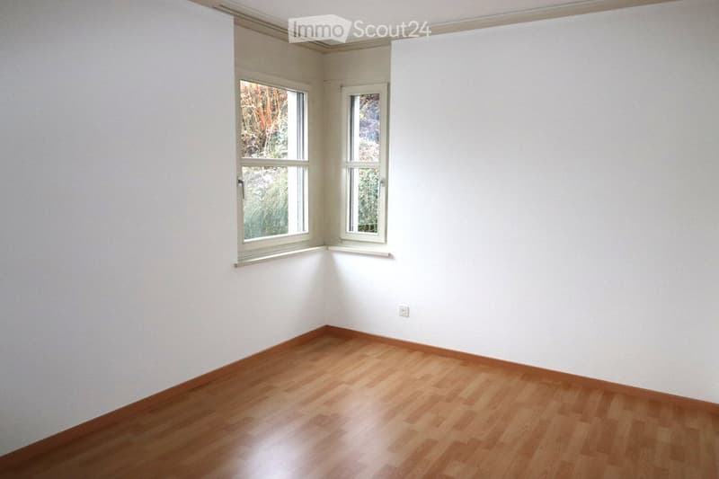 Empty room with light wooden flooring and white walls, featuring two windows with white frames and a visible electrical outlet on the wall.