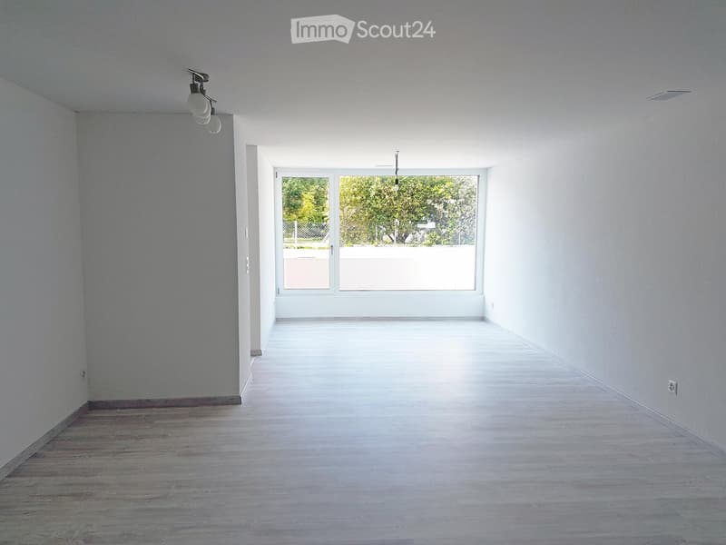 empty room, sliding doors, white walls, wooden floor, sliding doors with views to outside