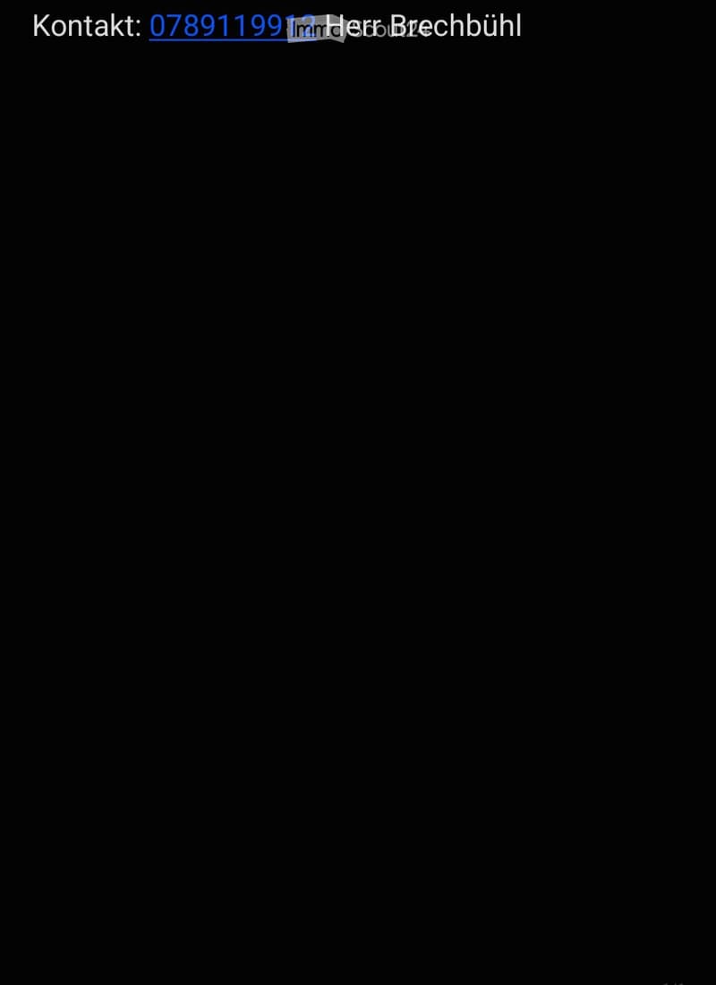 Contact information displayed on a black background, including a phone number and name.