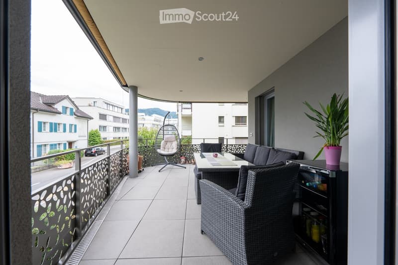 furniture and plants on balcony