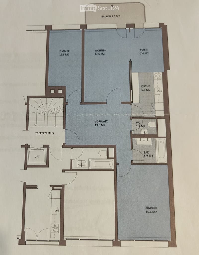 Floor plan showing a 2-room apartment with a living area, kitchen, bathroom, and balcony.