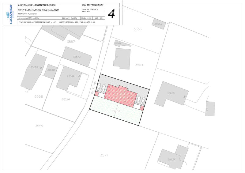Floor plan of residential units in the municipality of Biassa, showing multiple plots and building outlines with numbered designations.