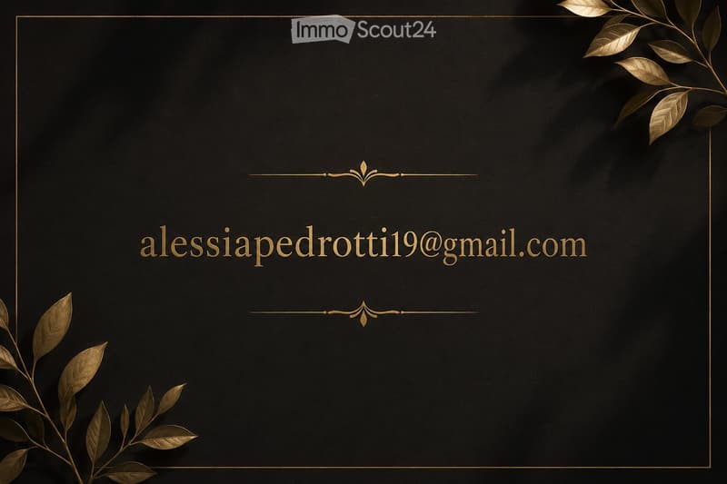 A black background with gold decorative elements and a centered email address, alessiapedrotti19@gmail.com, surrounded by gold leaf branches.