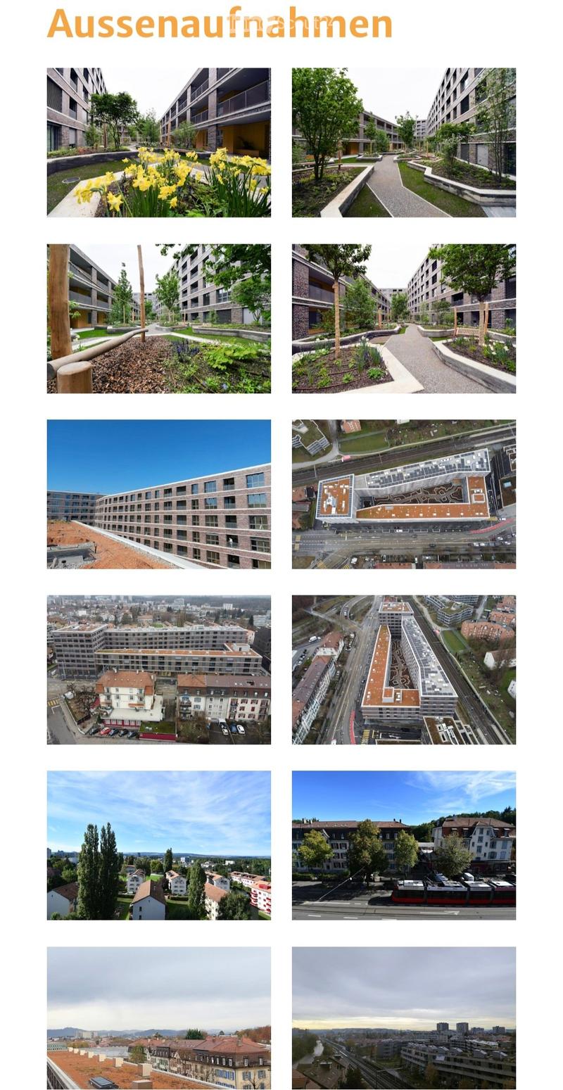 A collage of exterior views showcasing modern residential buildings, green spaces, and urban planning designs.