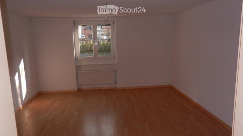 empty room, wooden floor, white walls, window, radiator