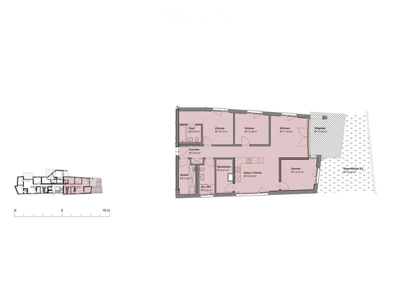 Floor plan of a residential unit with multiple rooms including a living area, bedrooms, kitchen, bathroom, and dining area.