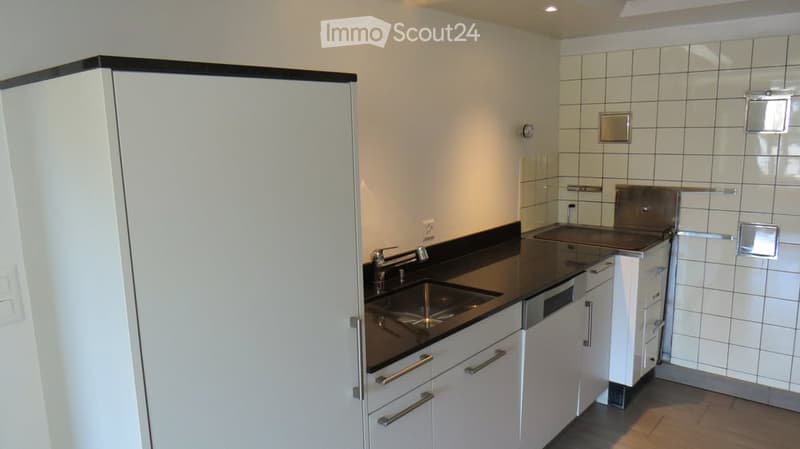 white cabinets, black countertops, sink, dishwasher, microwave, fridge