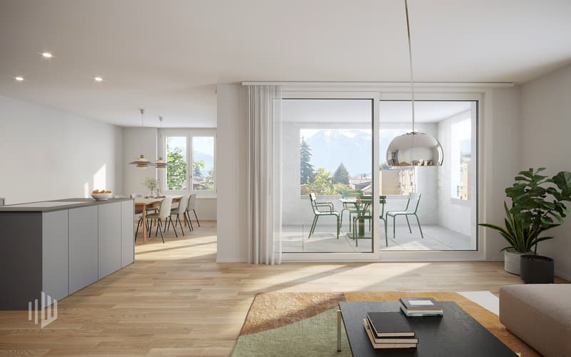Heller Wohnbereich mit Loggia
