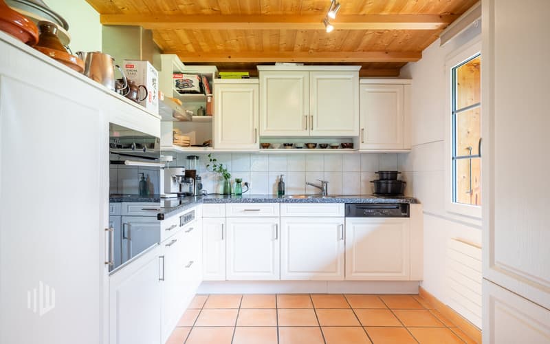 Praktische Küche mit Geschirrspülmaschine und Backofen