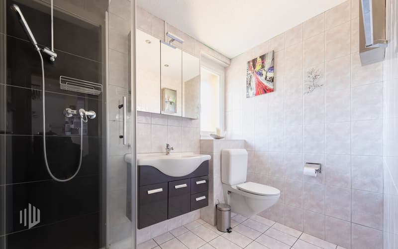 Badezimmer im Eingangsgeschoss mit Dusche und WC