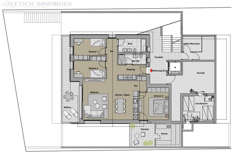 For sale, 4.5 room new apartment 1st floor in Staldenried (7)