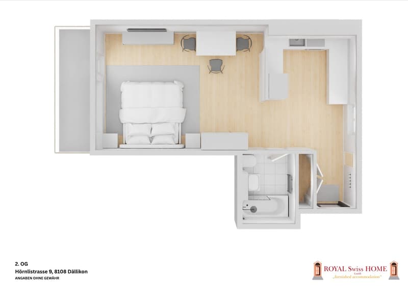 Möblierte 1.5-Zimmer-Wohnung mit Balkon in Dällikon Zürich (12)