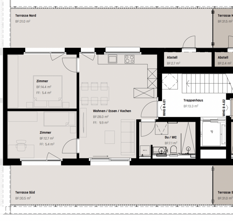 WG-Highlight in der Stadt - Modernes Wohnen mit zwei Dachterrassen (10)