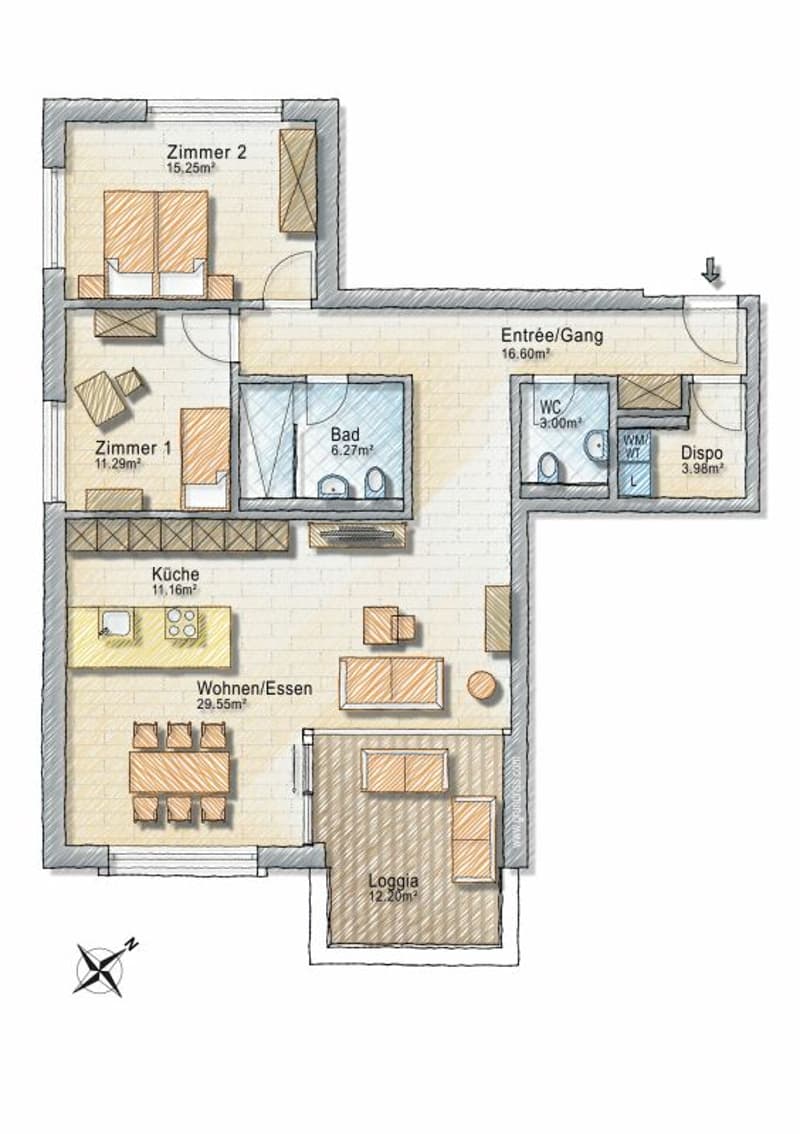 Modern wohnen in Rotmonten - möblierte 3.5-Zimmer-Wohnung (9)