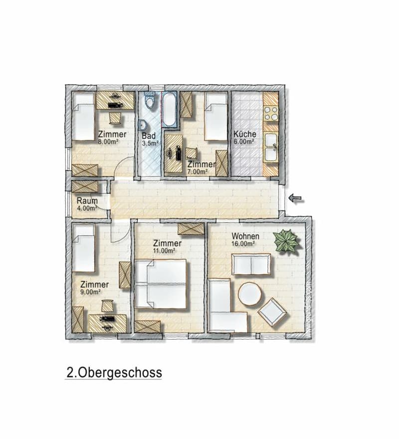 Appartement spacieux 5 pièces au 2e étage dans le centre de St. Gallen (9)
