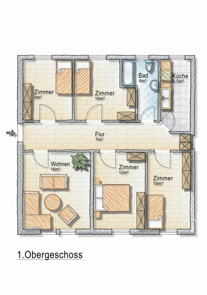 Helle 4-Zimmer Dachwohnung im 3. OG in Zentrumsnähe von St. Gallen (10)
