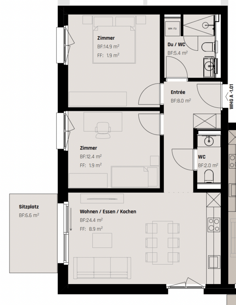 ERSTBEZUG per 01.11: Exklusiver Neubau Gartenwohnung im Zentrum von St. Gallen (5)