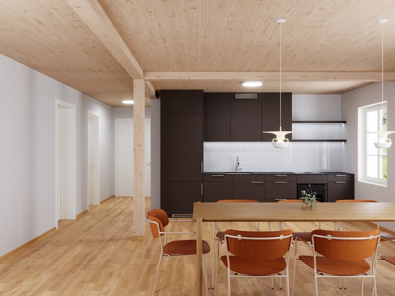 Eingang mit Zugang zu Zimmer und Küche