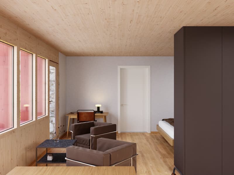 Studio 1 Blick Richtung Badezimmer