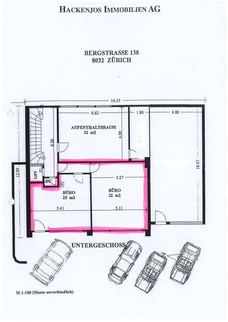 Floor plan with living room, kitchen, 2 bedrooms, 2 bathrooms, balcony, and garage